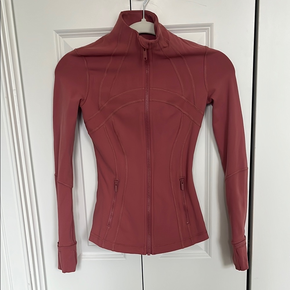 lululemon Pink define jacket with High Collar and Form-Fitting Design